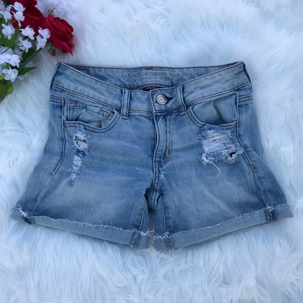 American Eagle Low Rise Distressed Midi Sh…